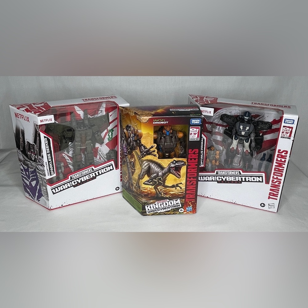 Lot of 3 RARE! Transformers Optimus Primal, Sparkless Seeker, & Dinbot